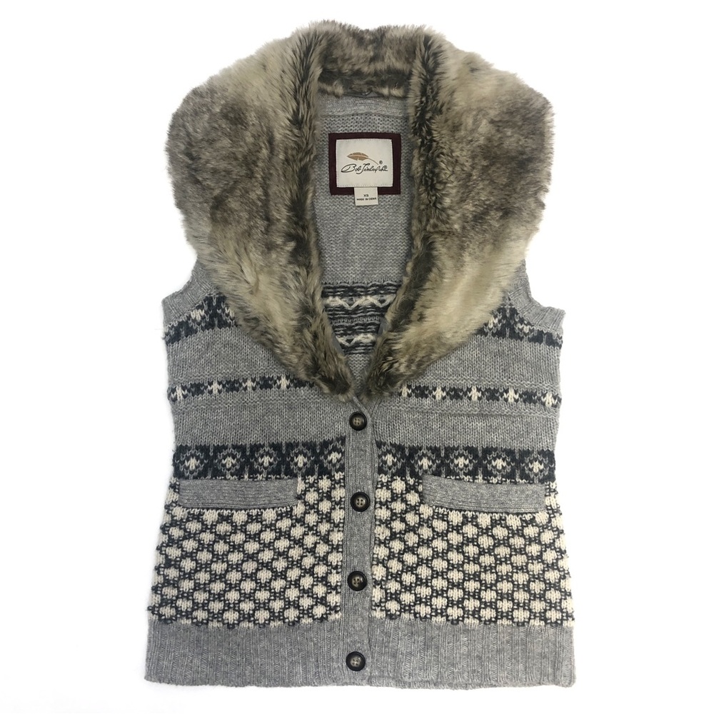Bob Timberlake Faux Fur Collar Wool Vest XS